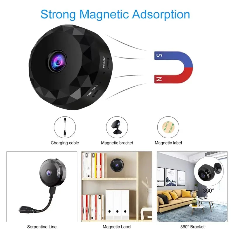 Mini 2.4G WiFi 170 Wide-angle CMOS Night Vision Motion Detection Weatherproof Family Security Camera with Memory Card Storage