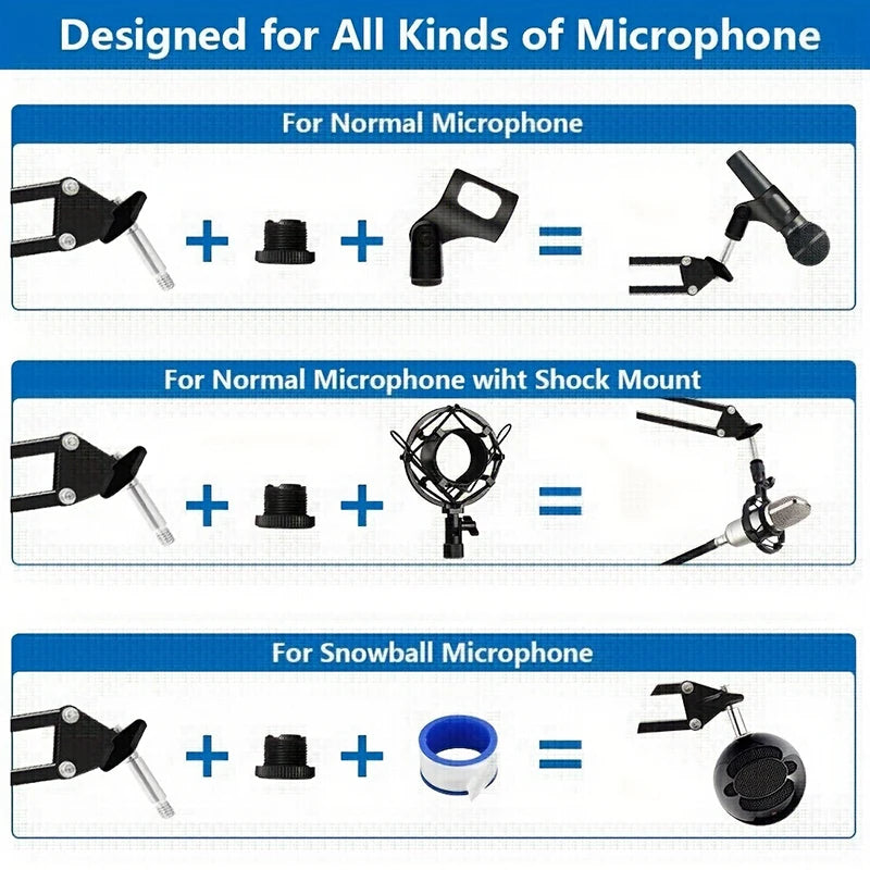 Desk Microphone Support Articulated Arm Microphone Stand Microfno Bracket Mount Mic Holder for Blue Yeti HyperX QuadCast Fifine