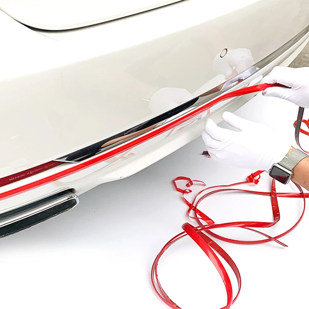 3M /5M DIY Car Bumper Self-adhesive red Decorative Strip Thickened PVC Material To Prevent Body Scratches Decorate Car Accessory