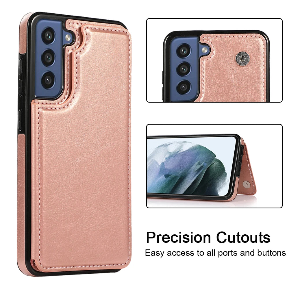 Leather Case For Samsung Galaxy S23 S22 S21 S20 FE S10 S9 S8 Note 20 10 9 8 Ultra Plus Card Slots Stand Holder Phone Bag Cover