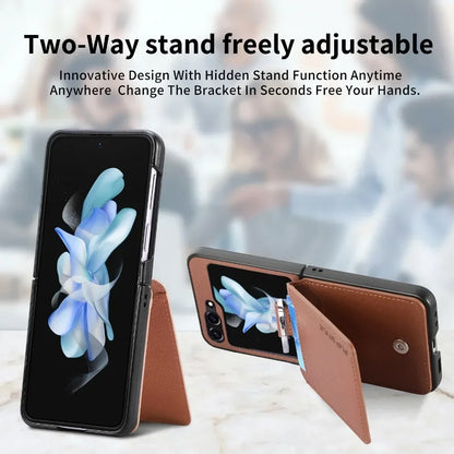 PU Leather for Samsung Z Flip 8 7 6 5 4 3 Flip6 Flip5 Flip4 Flip3 Flip7 Litchi Pattern Cover Ring Card Holder Wallet Phone Case