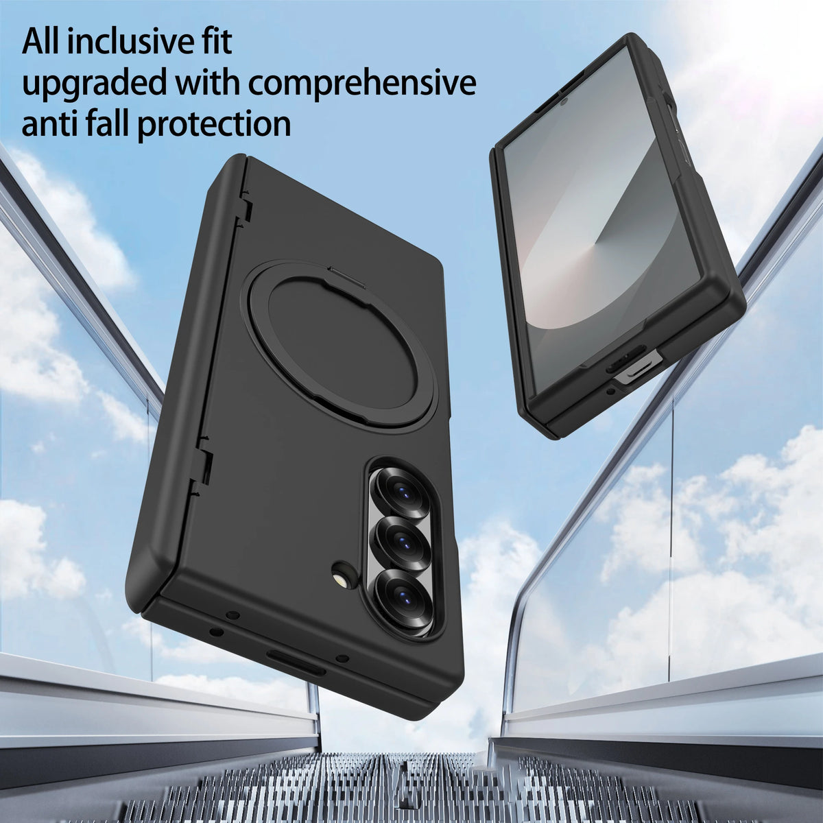 Black Plain Luxury Hinge Protection Glass Film Case for Samsung Galaxy Z Fold 8 Ultra Fold8 5G Fold 7 6 5 4 3 Fold4 Fold6 Fold7