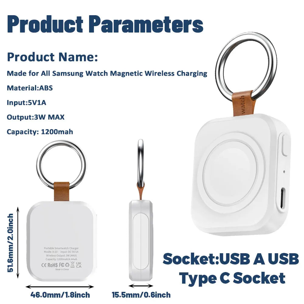 Magnetic Wireless Portable Watch Type C Fast Charger for Samsung Galaxy Watch 8/8 Classic/Ultra/5/4 Pro/4/3 Active Fast Charging