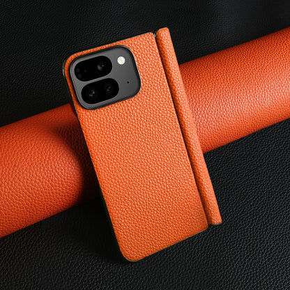 For Google Pixel 9 Pro Fold Case Genuine Leather Cover Pixel 10 Pro Fold Capa Protective Etui Back Coque Carcasa Without Front