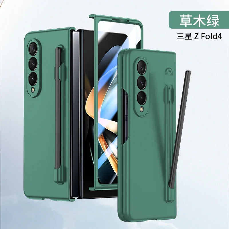 With Pen Slot Skin Feel Phone Case for Samsung Z Fold 8 Ultra 7 6 5 4 3 Hard PC Shockproof Protection Cover for Galaxy Fold8Wide