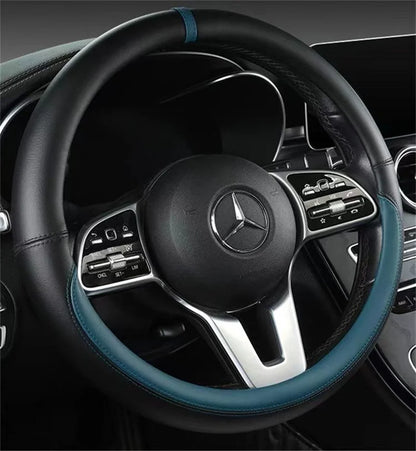 Full Leather Universal Car Steering Wheel Cover Breathable Anti Slip Car Decoration 37-38cm Steering Wheel Cover Accessories