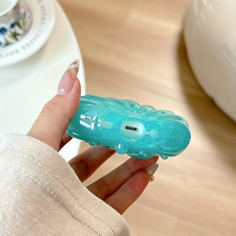 3D Blue Shell Earphone Case for AirPods Pro 3 2 Cute Ocean Conch Protective Cover For Airpods 4 3 2021 with Keychain Summer Gift