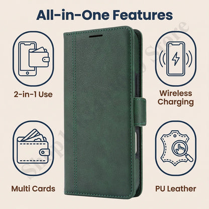 2 In 1 Leather Flip Case For Google Pixel 9 9pro 9A 10 10pro Pro XL 10A Cash Card Slots Holder Wireless Charging Phone Cover