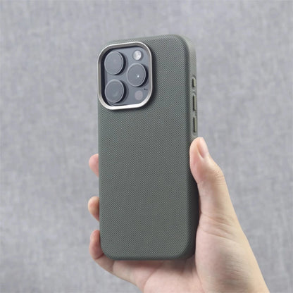 Luxury Alloy Lens Frame Particle PU Leather Magnetic Case For iPhone 17 16 Pro Max 15 14 13 For Magsafe Wireless Charging Cover