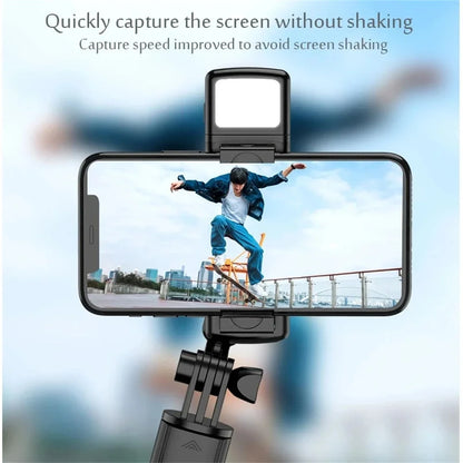 Selfie Stick Tripod Stand with Wireless Bluetooth Remote Extendable Stainless Steel Rod for iPhone Mobile Phones Live Streaming