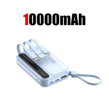 Lenovo New 500000mAh 4 Cables High Capacity Mini Power Bank Fast Charging Portable External Battery Supply New For iPhone Xiaomi