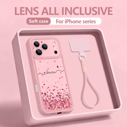 Colorful Heart Printed With Strap Phone Case For iPhone 17 Pro Max 17e 16e 16 15 14 Pro Max 13 12 Pro Shockproof Soft TPU Cover