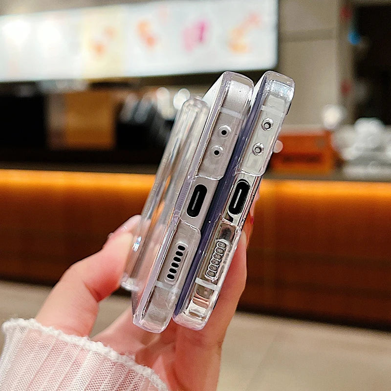 For Samsung Galaxy Z Flip 8 7 FE 6 5 4 3 5G Transparent Case Shockproof Folding Hard Clear Phone Cover For Samsung Z Flip8 Flip7