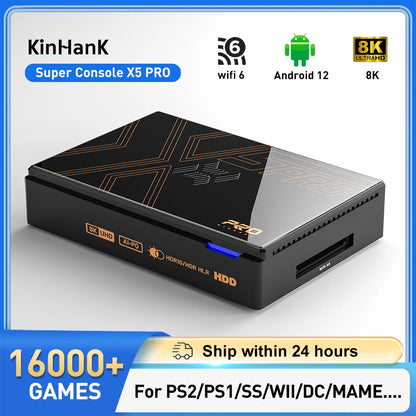 Kinhank Retro Video Game Consoles Super Console X5 PRO Plug and Play 320G/4TB with 16000 Games for PS2/WII/SS/DC/N64
