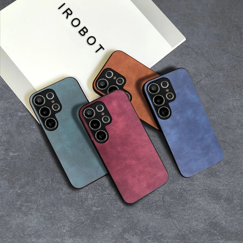 Luxury Leather Cover Case for Samsung Galaxy S25 S23 S24 Ultra Plus S22 S20 S21 FE Sheepskin Leather cover coque