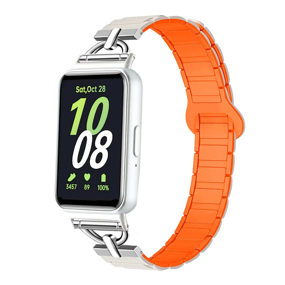 Magnetic Strap for Samsung Galaxy Fit 3 Sport Silicone Watch Band for Samsung Galaxy Fit3 Accessories Metal Men Women Bracelet