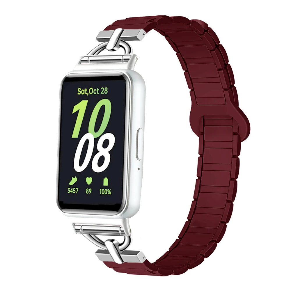 Magnetic Strap for Samsung Galaxy Fit 3 Sport Silicone Watch Band for Samsung Galaxy Fit3 Accessories Metal Men Women Bracelet