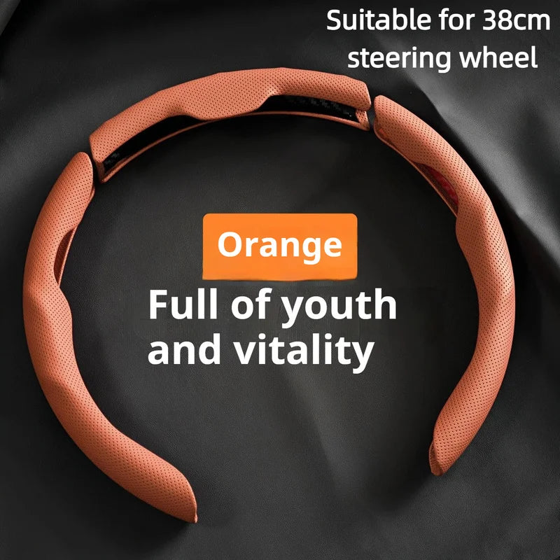 Car In Vehicle Nappa Leather Steering Wheel Cover Universal For Men And Women All Seasons Nonslip Sweatabsorbing Wearresistant