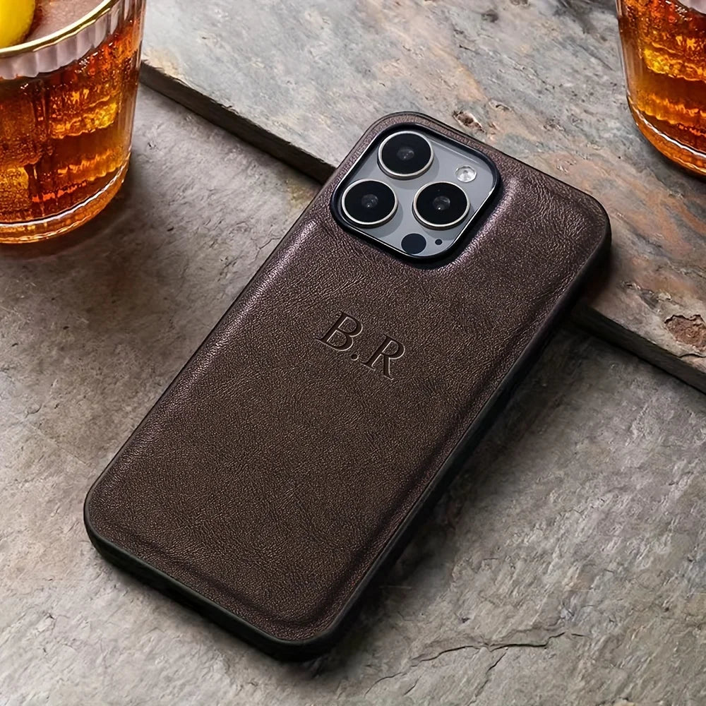 Personalized Customized Initials Name Case For iPhone 11 12 13 14 15 16 Pro Max Cover Luxury Leather DIY Engraved 14 15 16 Plus