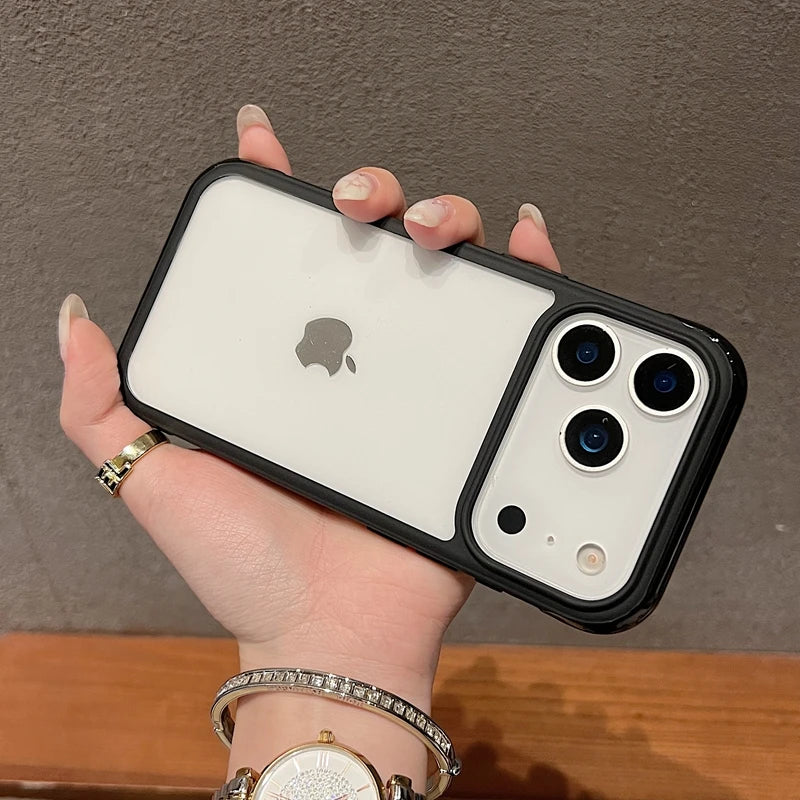 Luxury Transparent  Acrylic Phone Case For iPhone 13 14 15 16 17 18 Pro Max Shockproof Clear Bumper Back Cases Cover