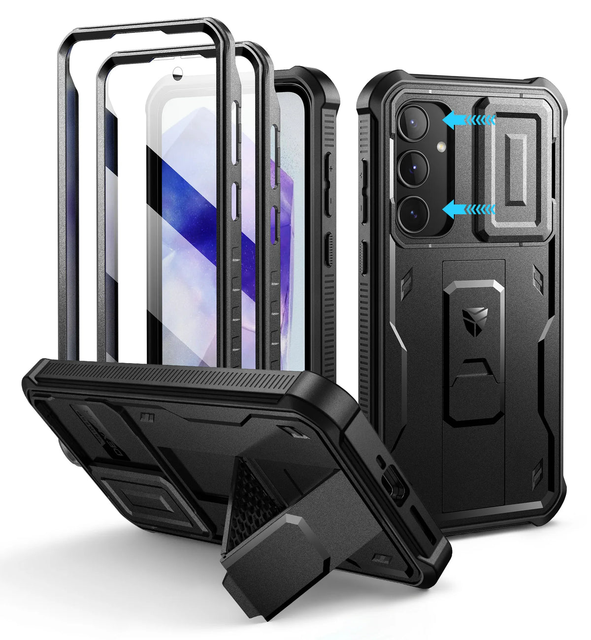 Dexnor Case For Samsung Galaxy A55 Case 6.6 inch Full Body Rugged Cover with Camera Cover & Built-in Screen Protector Kickstand