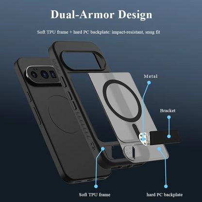 Lereach for Google Pixel 10 Pro XL Pixel 9 Pro XL Magnetic Stand Phone Case Drop Protection Adjustable Stand