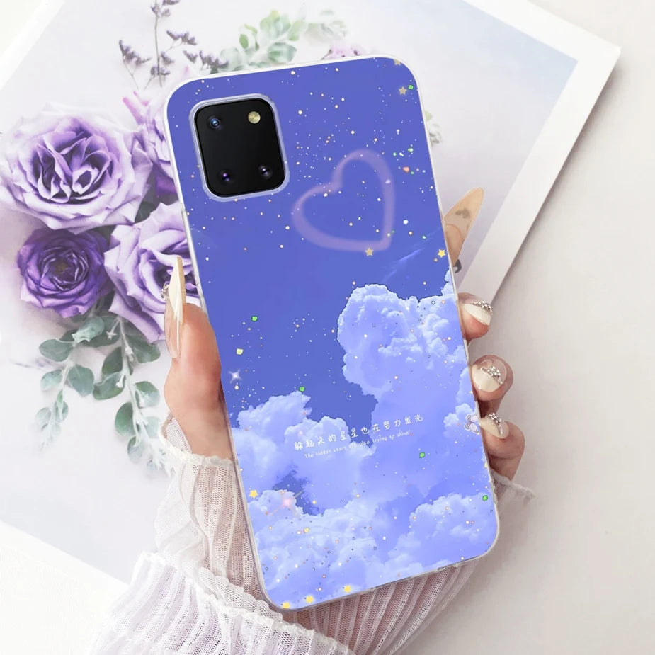 For Samsung Galaxy Note 10 Lite Case SM-N770F Luxury Flowers Painted Cover Soft Silicone Case For Samsung S10 Lite SM-G770F Bags