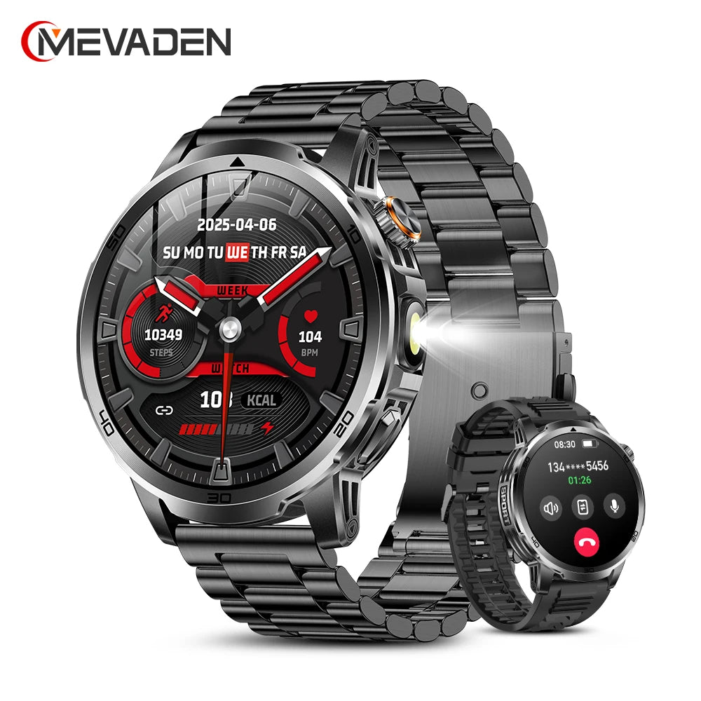 MEVADEN 1.85" Large Screen Outdoor Sports  Smart Watch Bluetooth Call LED Flashlight 1000mAh Health Monitor Smartwatch MD60