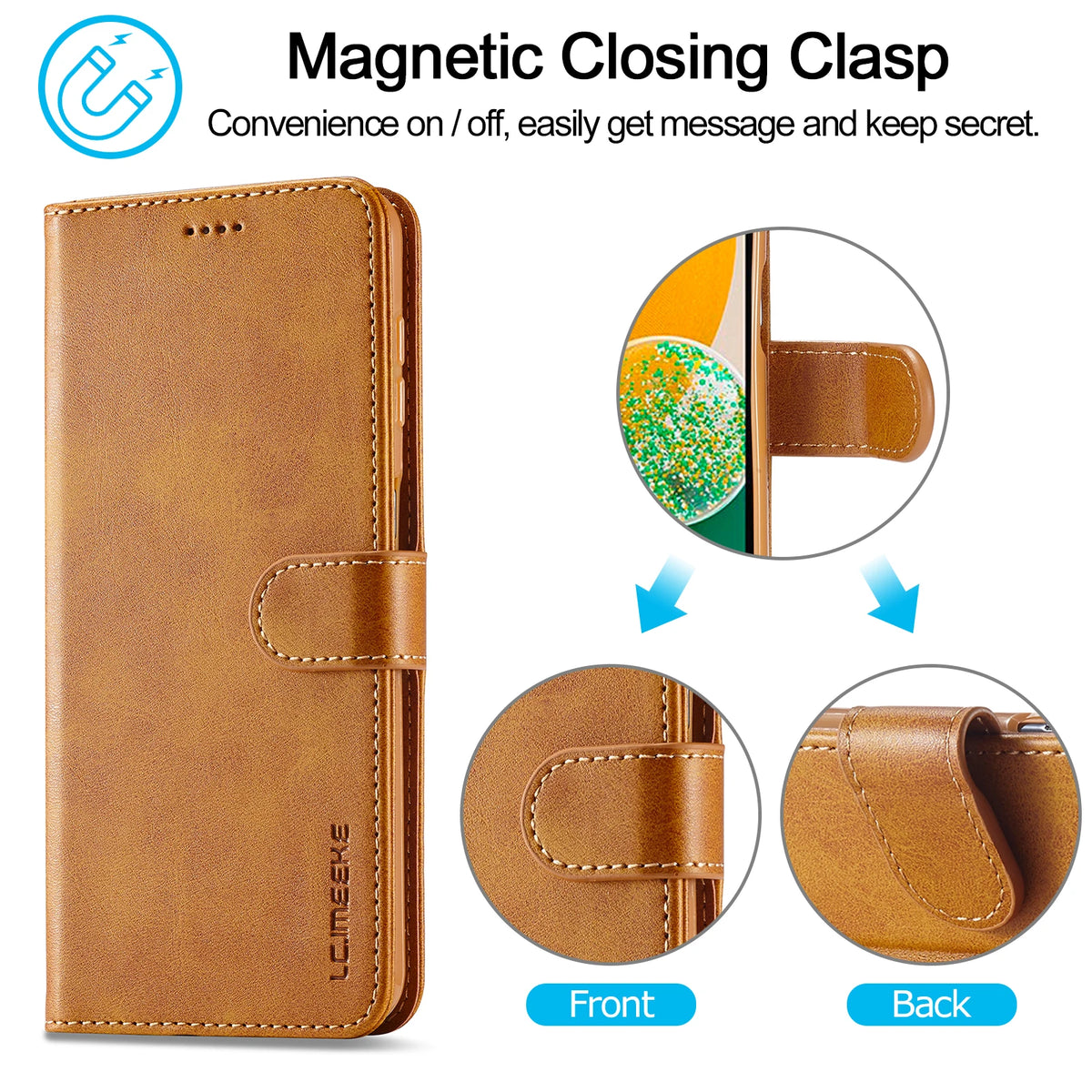 Leather Flip Case For Samsung Galaxy A17 A37 A57 A15 A35 A55 A16 A36 A56 A07 A26 A06 A05S A14 A34 A54 A13 A33 A53 Wallet Cover