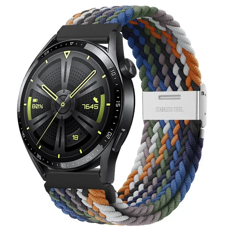 20 22mm Strap for Samsung Galaxy Watch 7 6 5 4 Band 40/44mm 5Pro Active 2 Gear S3 Braided Elastic Bracelet for Huawei GT2/3 4Pro