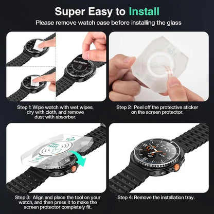 2PCS Tempered Glass For Samsung Galaxy Watch 8 Classic/8 40mm 44mmCover Anti-Scratch Screen Protector With Tool Easy Install Kit