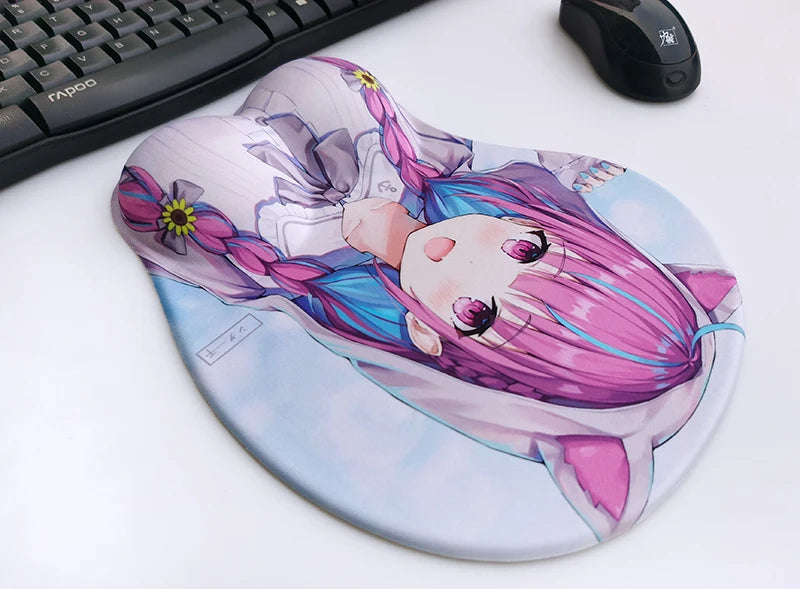 3d Carpet Mouse Pad Minato Aqua Hololive Kawaii Wrist Rest Keyboard Anime Girl Mouse Pads Cute Virtual Anchor Laptop Table