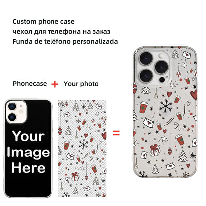 Customized Transparent Soft Phone Case for iPhone 17 16 15 14 13 12 Pro Max Plus Soft Cover Personalized Design DIY Photo