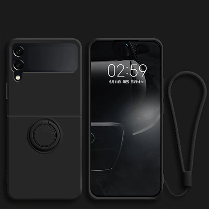 Luxury Liquid Silicone Ring Holder Magnetic Bracket Phone Case For Samsung Galaxy Z Flip 3 4 5 6 7 8 Flip8 Flip7 5G Back Cover
