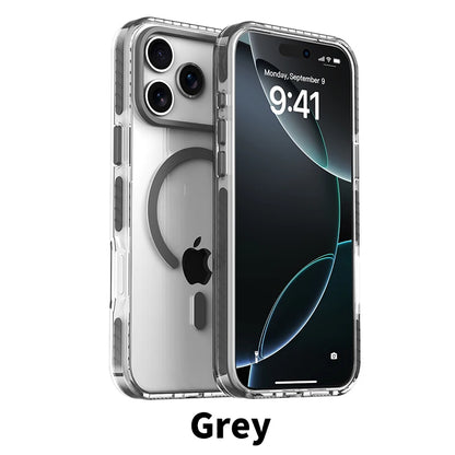 Luxury PE Striped Border Cover For Magsafe Magnetic Wireless Charge Clear Phone Case For iPhone 17 Air 16 E 15 14 13 12 Pro Max