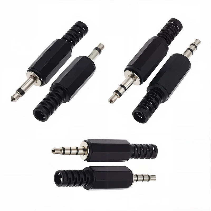 5Pcs 3.5mm Mono Stereo Plug For Microphone Headphone Connector, 2-Pole/3-Pole/4-Pole Audio Adapter