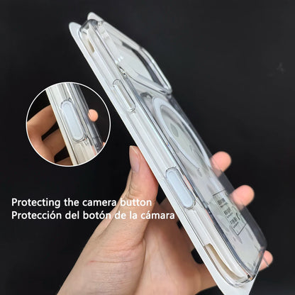 Original Magnetic Clear Phone Case For iPhone 18 17 16 15 14 13 12 Pro Max For Magsafe Wireless Charging With Camera Button