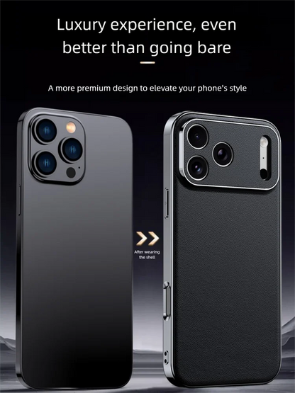 Luxury Leather Phone Case for iPhone 17 16 15 14 Pro Max Air 17Pro 16Pro Full Lens Protection Back Cover