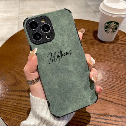 Personalized Luxury Leather Lambskin Case For iPhone 11 12 13 14 15 16 18Pro Max Customized Name DIY Cover