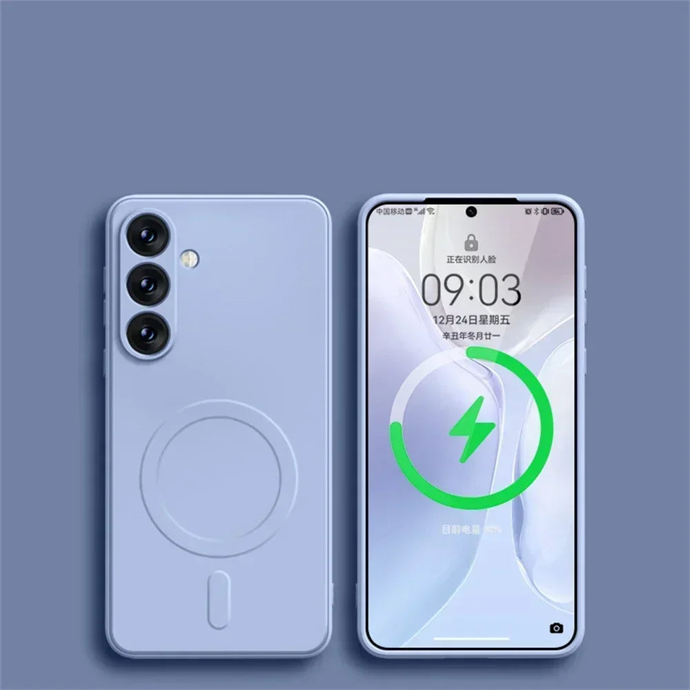 Original Liquid Silicone Magnetic Wireless Charge Case For Samsung Galaxy S26 S25 S24 S23 S22 Ultra For Magsafe Shockproof Cover