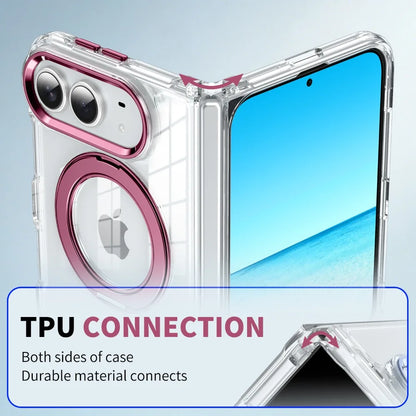 Luxury Kickstand Bracket Magnetic Phone Case For iPhone Duo 18 Fold for Magsafe 360 Rotating Metal Ring Holder Stand Cover