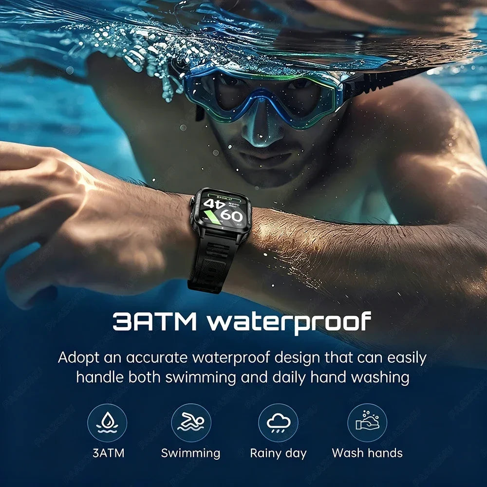 Smartwatch 3ATM Waterproof 1.96''HD Screen BT Call Health Monitor Flashlight 880MAH Battery Sports Smart Watch For Android iOS