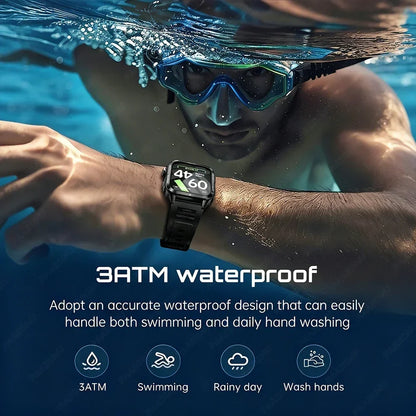 Smartwatch 3ATM Waterproof 1.96''HD Screen BT Call Health Monitor Flashlight 880MAH Battery Sports Smart Watch For Android iOS