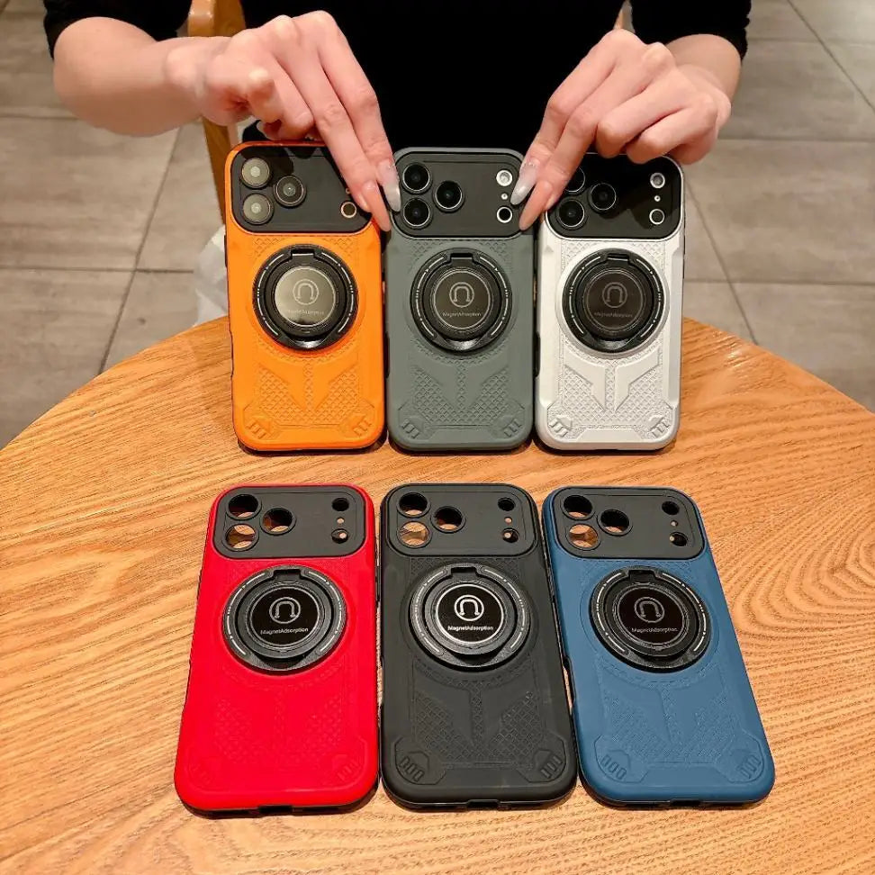 Luxury Magnetic Invisable Ring Holder Kickstand Phone Case For iPhone 17 Pro Max 16 Plus 15 14 13 12 Shockproof Slim Fit Cover