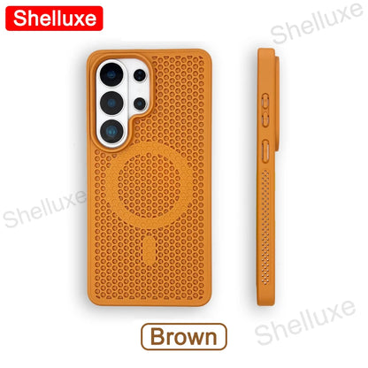 S26 Ultra Cooling Magnetic Case Shelluxe Breathable Mesh PC Hard Cases For Samsung Galaxy S26 S25 S24 S23 S22 Plus Ultra Cover