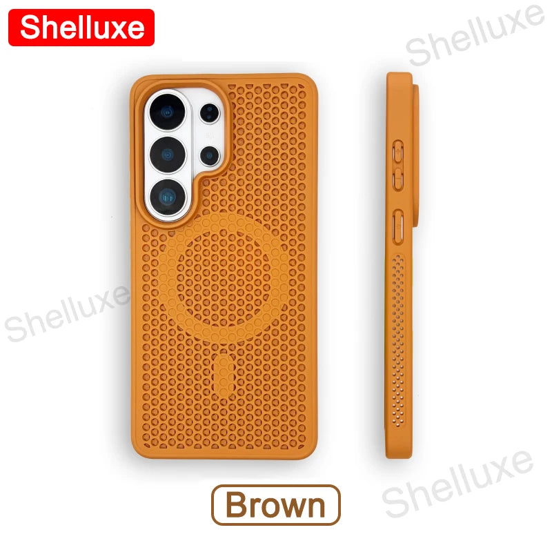 S26 Ultra Cooling Magnetic Case Shelluxe Breathable Mesh PC Hard Cases For Samsung Galaxy S26 S25 S24 S23 S22 Plus Ultra Cover
