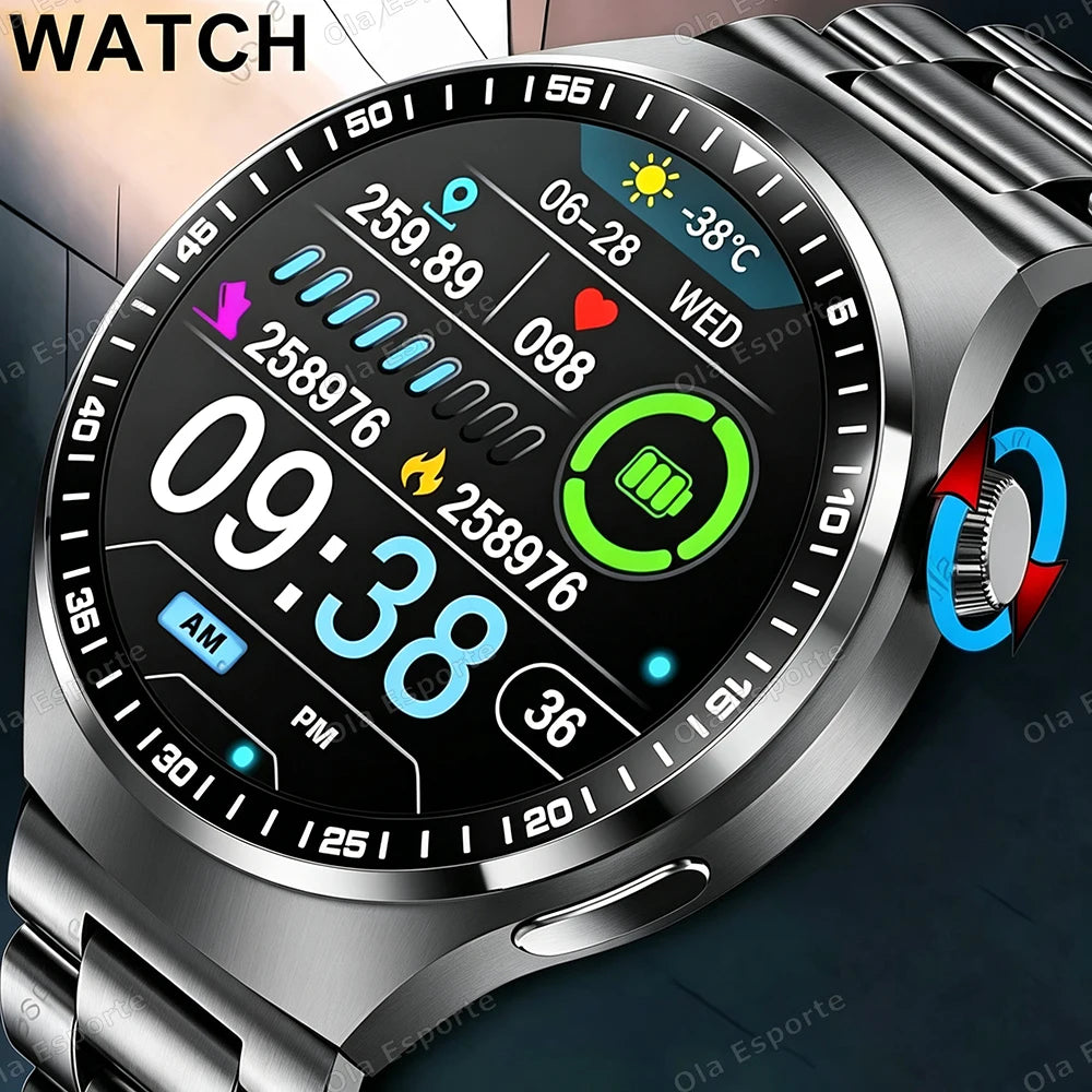 2026 New For Android ios Smart Watch Men HD AMOLED Screen GPS Motion trajectory Heart Rate Bluetooth Calls SmartWatch Waterproof