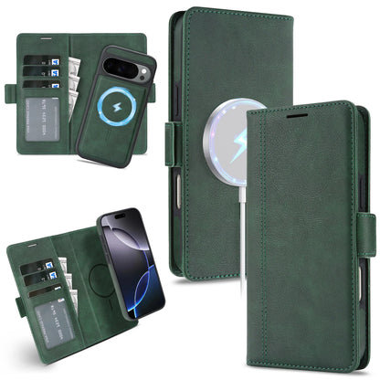 2 In 1 Leather Case For Google Pixel 9 9a 9Pro 10 Pro 10Pro XL Cash Card Slots Wireless Charging Magnetic Wallet Phone Cover