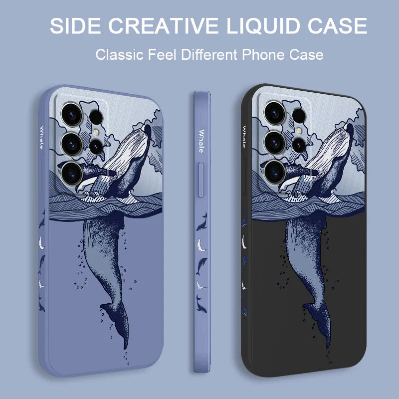 Whale Jumping Phone Case For Samsung Galaxy S25FE  S24 S23 S22 S21 S20 S10 S10E S9 Ultra Plus FE Note 20 Ultra 10 9 Plus Cover