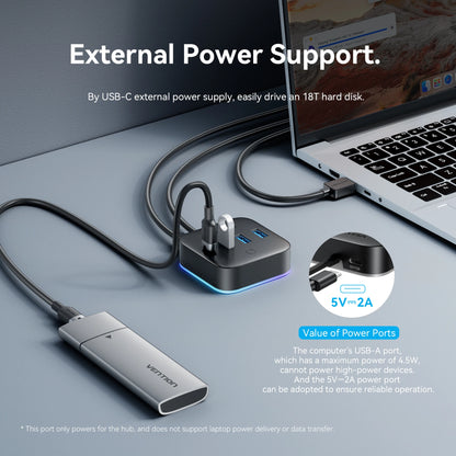 Vention USB A 3.0 HUB RGB Light Switch USB C 3.2 Gen1 5Gbps Desktop Hub Adapter for PC Laptop Accessories USB Splitter Extender